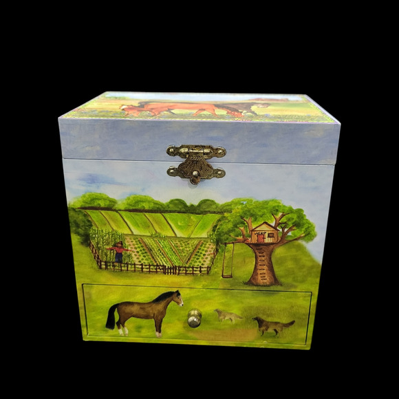 Enchantmints Music Box Horse Ranch Trinkets Jewelry Treasure Kentucky Country - Picture 1 of 16